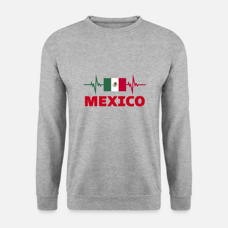 Mexiko Fußball 2022 Herzschlag Mexiko - Unisex Pullover - Weißgrau meliert