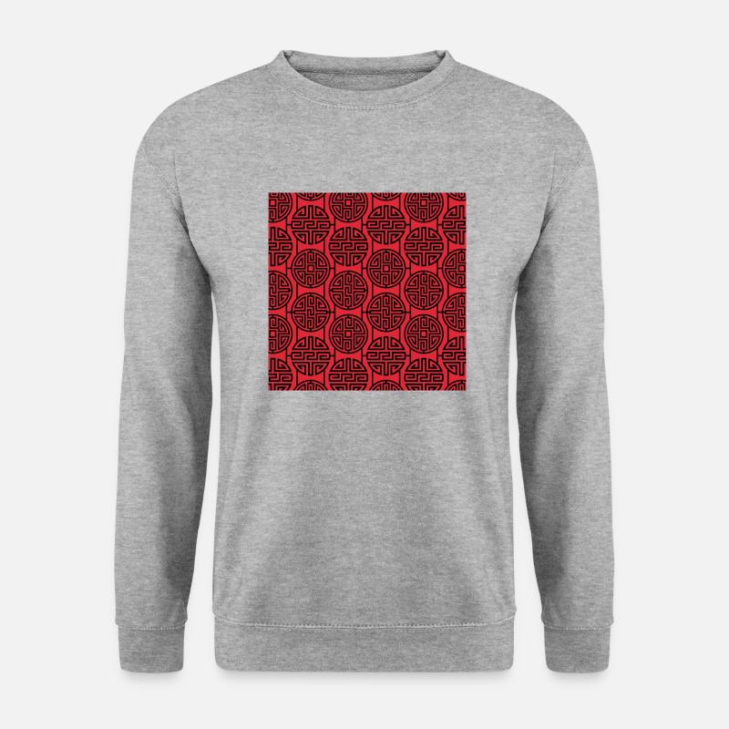 Chinesisches Muster - Unisex Pullover - Weißgrau meliert