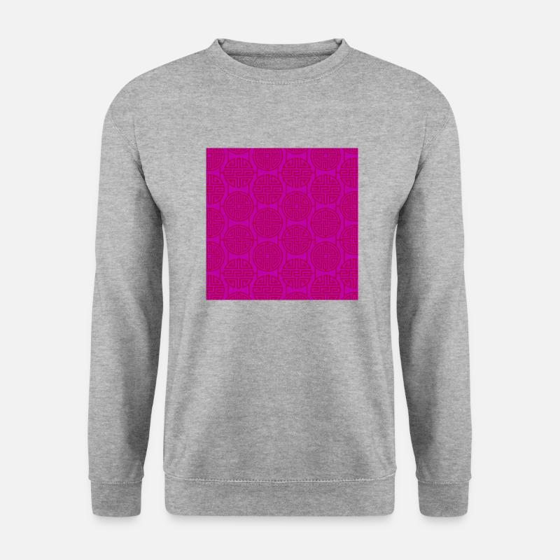 Chinesisches Muster - Unisex Pullover - Weißgrau meliert