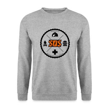 SOS Logo orange kein Hintergrund - Unisex Pullover - Weißgrau meliert - Vorne - Alina (178cm) & Michal (187cm)