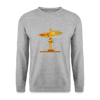 Pizza - Unisex Pullover - Weißgrau meliert - Vorne - Alina (178cm) & Michal (187cm)