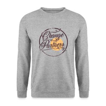 Change Partners - Unisex Pullover - Weißgrau meliert - Vorne - Alina (178cm) & Michal (187cm)