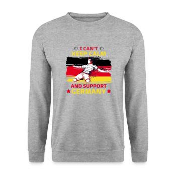 rester calme et soutenir l'Allemagne - Sweat-shirt Unisexe - gris chiné - Devant - Alina (178cm) & Michal (187cm)