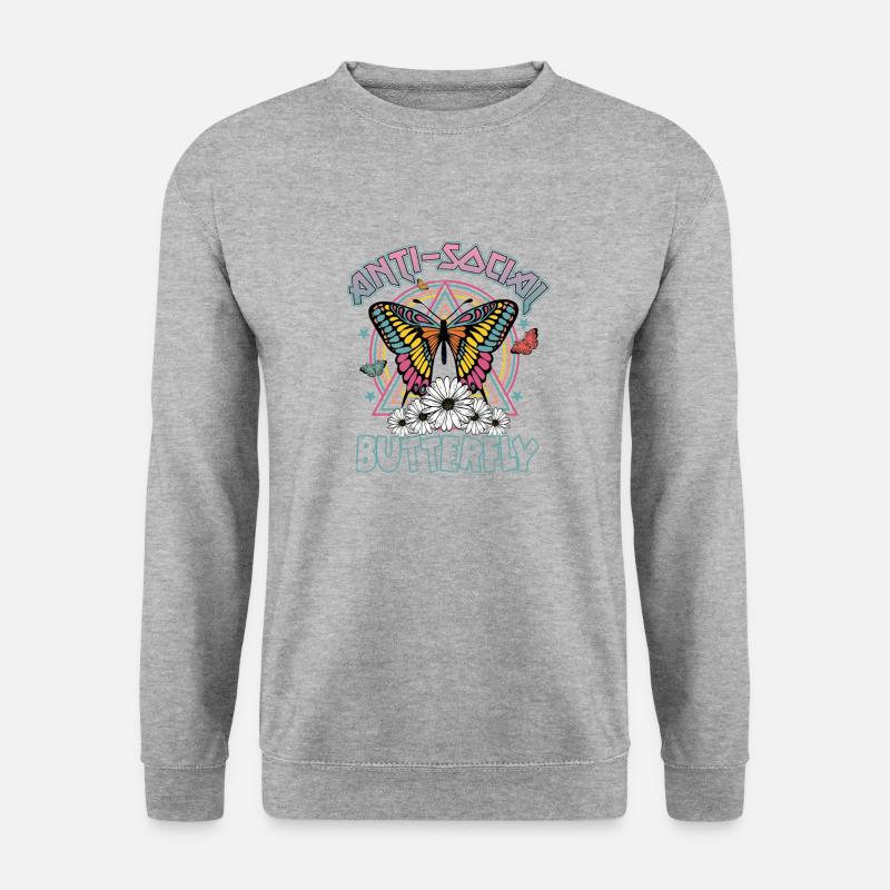 Asozialer Schmetterling - Unisex Pullover - Weißgrau meliert