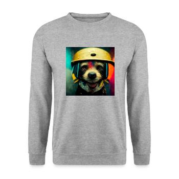 Bunter Hund - Unisex Pullover - Weißgrau meliert - Vorne - Alina (178cm) & Michal (187cm)