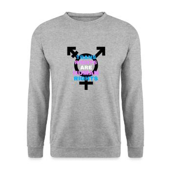 Trans Rights Are Human Rights - Unisex Pullover - Weißgrau meliert - Vorne - Alina (178cm) & Michal (187cm)
