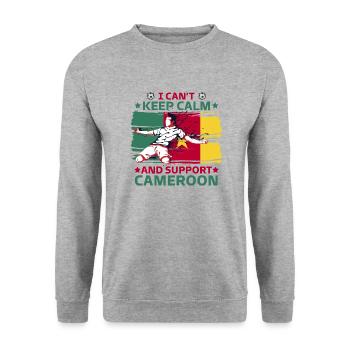 Ruhe bewahren und Kamerun unterstützen - Unisex Pullover - Weißgrau meliert - Vorne - Alina (178cm) & Michal (187cm)