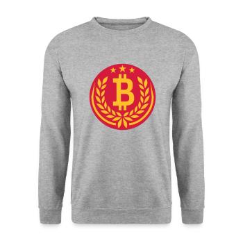 Laurel wreath Bitcoin Star Coat of Arms - Unisex Sweatshirt - salt & pepper - Front - Alina (178cm) & Michal (187cm)