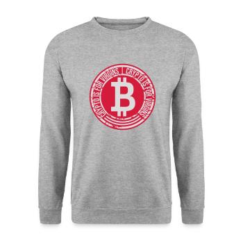 crypto is for virgins - Unisex Pullover - Weißgrau meliert - Vorne - Alina (178cm) & Michal (187cm)