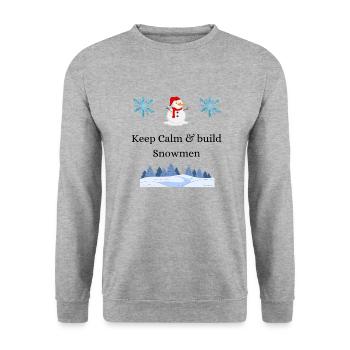 Build Snowmen - Unisex Pullover - Weißgrau meliert - Vorne - Alina (178cm) & Michal (187cm)