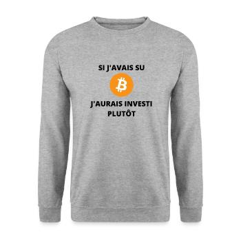 citation "Si j'avais su j'aurais investi plutôt" - Sweat-shirt Unisexe - gris chiné - Devant - Alina (178cm) & Michal (187cm)