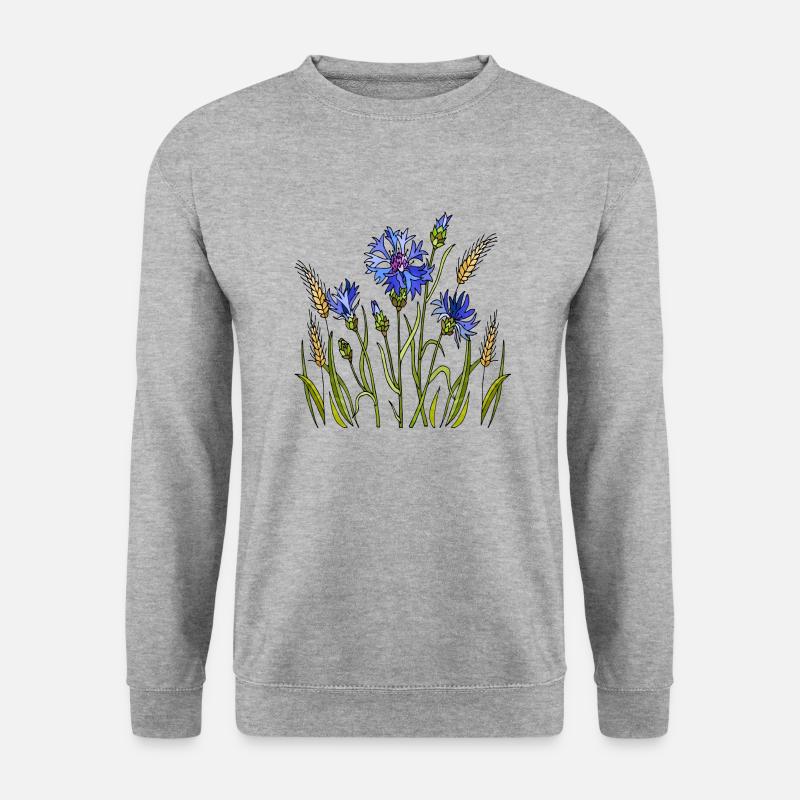 Blumen - Unisex Pullover - Weißgrau meliert