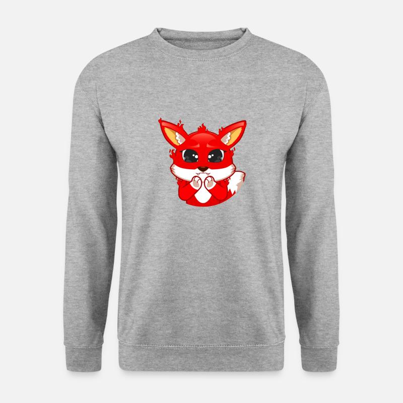Fuchs große Augen ohne Kreis - Unisex Pullover - Weißgrau meliert