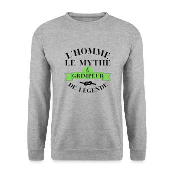 Grimpeur de légende : Maître des sommets alpins - Sweat-shirt Unisexe - gris chiné - Devant - Alina (178cm) & Michal (187cm)