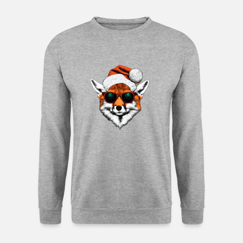 Cool Weihnachten Christmas Fuchs mit Sonnenbrille - Unisex Pullover - Weißgrau meliert