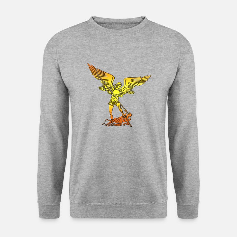 Michael Erzengel Heiliger Christlicher Engel Heiliger Heiliger Snkt - Unisex Pullover - Weißgrau meliert