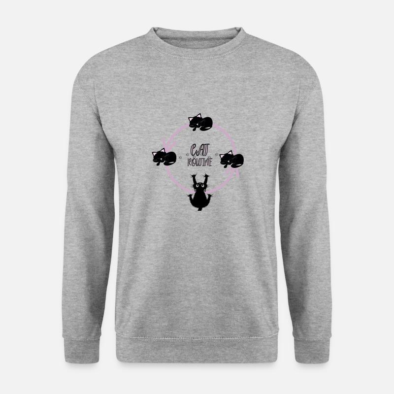 Katzen-Routine - Unisex Pullover - Weißgrau meliert