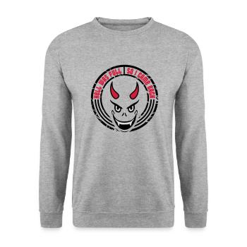 hell was full Zitat - Unisex Pullover - Weißgrau meliert - Vorne - Alina (178cm) & Michal (187cm)
