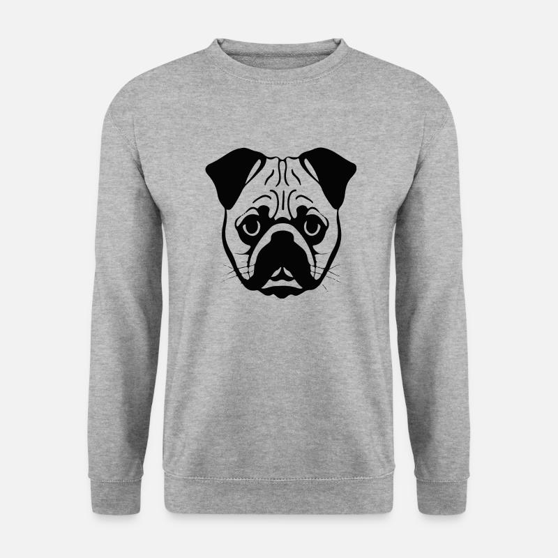 Mopswelpe - Unisex Pullover - Weißgrau meliert