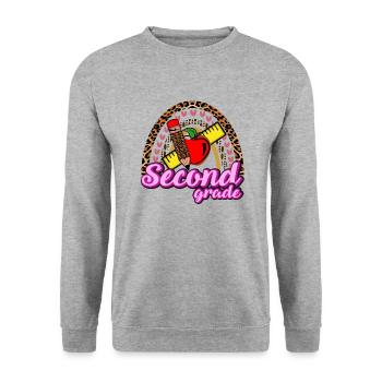 Second Grade Teach - Unisex Sweatshirt - salt & pepper - Front - Alina (178cm) & Michal (187cm)