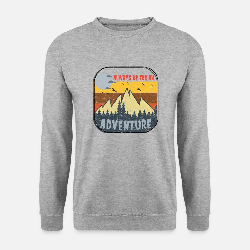 Immer bereit für ein Abenteuer - Unisex Pullover - Weißgrau meliert