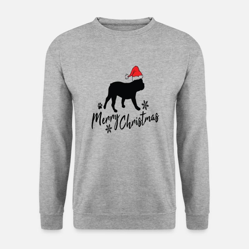 merry christmas frenchie - Unisex Pullover - Weißgrau meliert