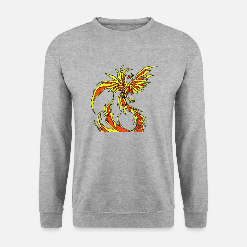 Illustration eines Phönix, Vektorstil - Unisex Pullover - Weißgrau meliert