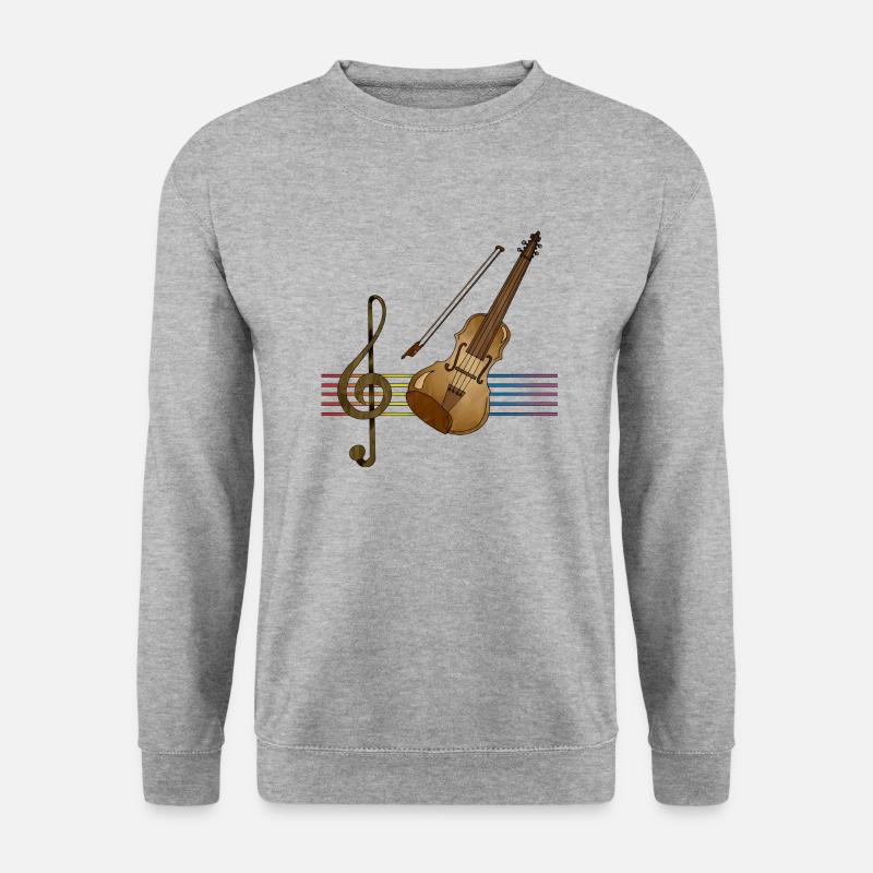 Geige - Unisex Pullover - Weißgrau meliert
