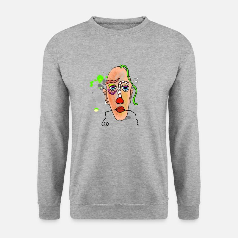 Malerei Maske Gesicht - Unisex Pullover - Weißgrau meliert