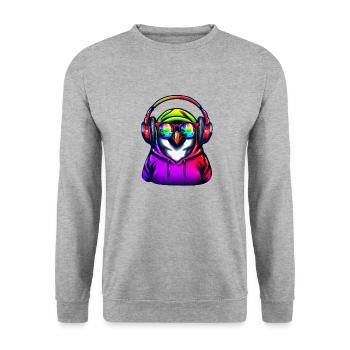 Pingouin avec pull et lunettes de soleil - Sweat-shirt Unisexe - gris chiné - Devant - Alina (178cm) & Michal (187cm)