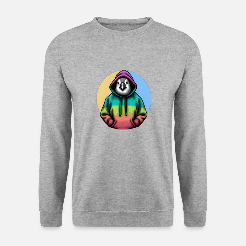 Klassiker Pinguin mit Pullover - Unisex Pullover - Weißgrau meliert