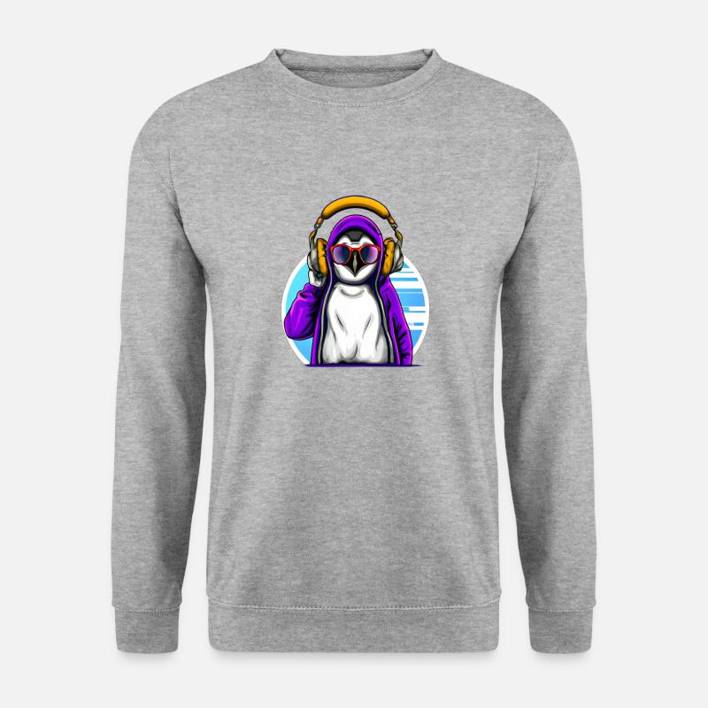 Cooler Pinguin mit Pullover - Unisex Pullover - Weißgrau meliert
