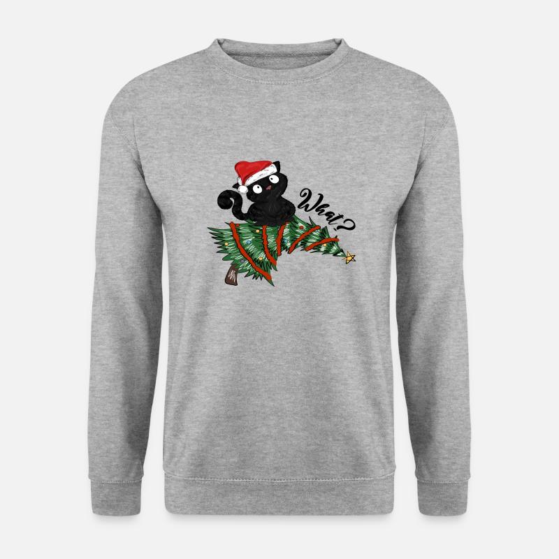 What? Cat Christmas Tree - Unisex Pullover - Weißgrau meliert