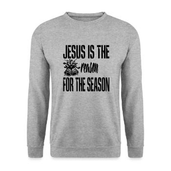 Jesus is the reason for the Season - Unisex Sweatshirt - salt & pepper - Front - Alina (178cm) & Michal (187cm)
