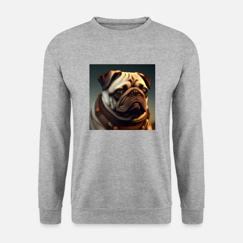 Mops - Unisex Pullover - Weißgrau meliert