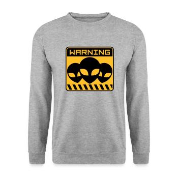 Avertissement Alien Design Shield - Sweat-shirt Unisexe - gris chiné - Devant - Alina (178cm) & Michal (187cm)