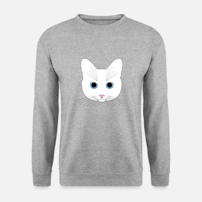 Weiße Katze - Unisex Pullover - Weißgrau meliert
