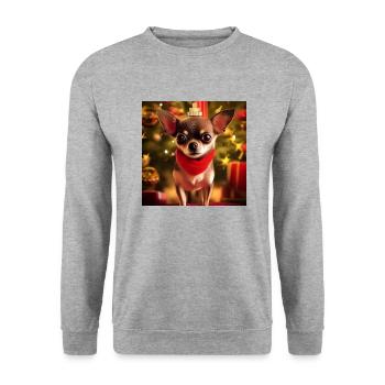 Chihuahua avec couronne de Noël et cadeaux - Sweat-shirt Unisexe - gris chiné - Devant - Alina (178cm) & Michal (187cm)