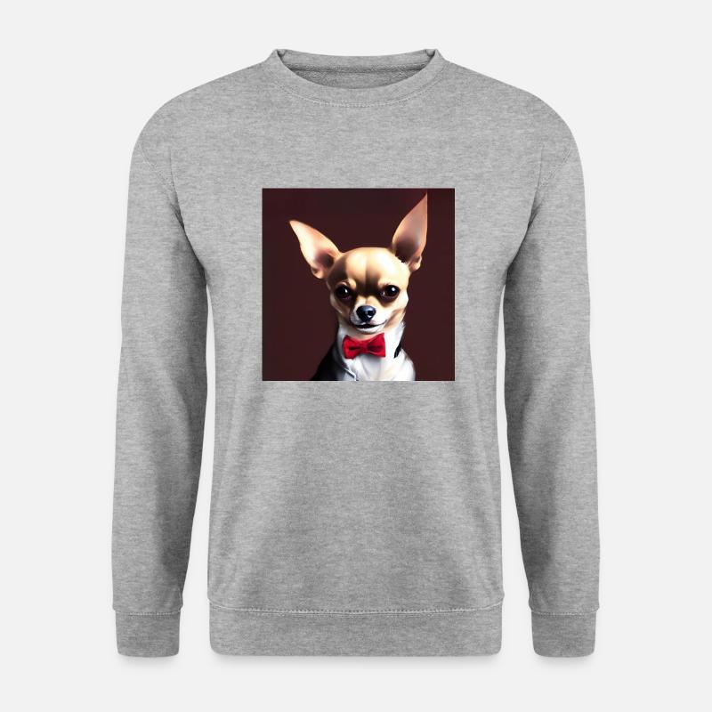 Chihuahua mit Querbinder - Unisex Pullover - Weißgrau meliert