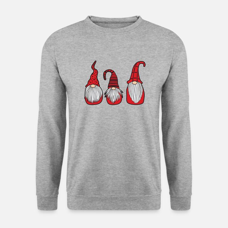 Zwerg Gnom Weihnachten nordisch - Unisex Pullover - Weißgrau meliert