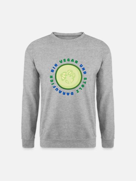 VEGAN UND STOLZ DARAUF - Vegan Pride Design - Unisex Pullover - Weißgrau meliert