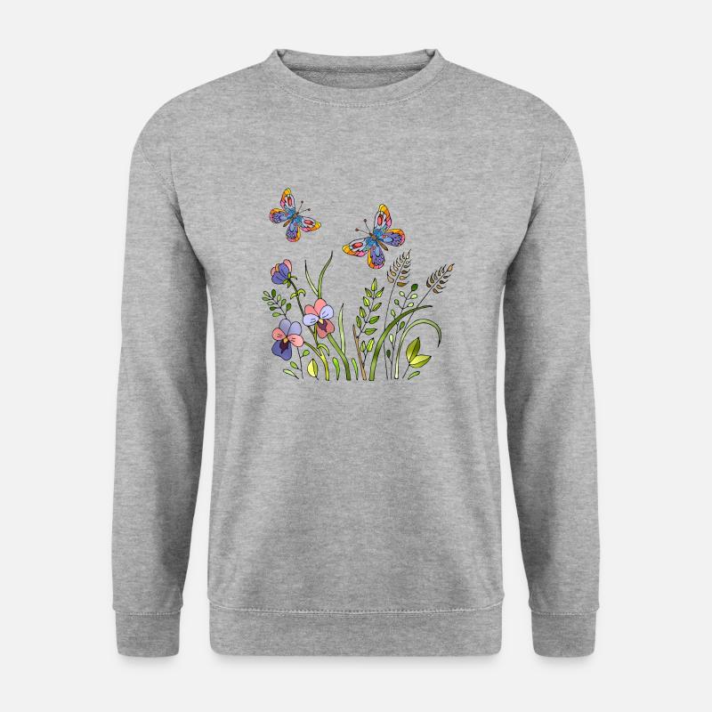 Schmetterlinge - Unisex Pullover - Weißgrau meliert