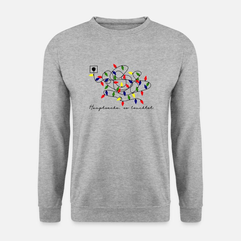 Hauptsache, es leuchtet. - Unisex Pullover - Weißgrau meliert