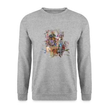 Graffiti-Stil Splash Hip Hop Farben Malerfarbe - Unisex Pullover - Weißgrau meliert - Vorne - Alina (178cm) & Michal (187cm)