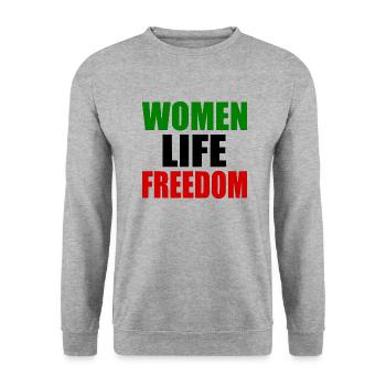 Women life freedom - Unisex Pullover - Weißgrau meliert - Vorne - Alina (178cm) & Michal (187cm)