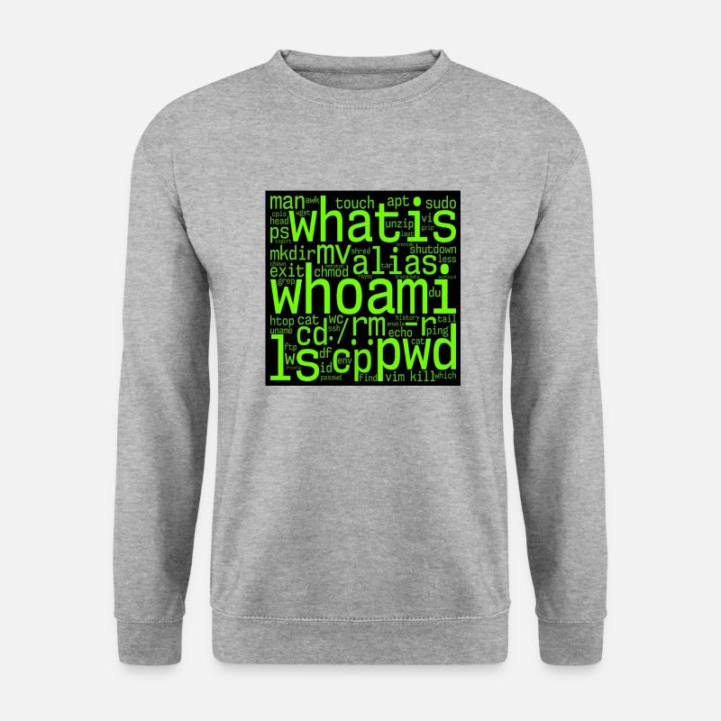 Linux Nerd – Kommandozeilen-Wortwolke für Terminal - Unisex Pullover - Weißgrau meliert