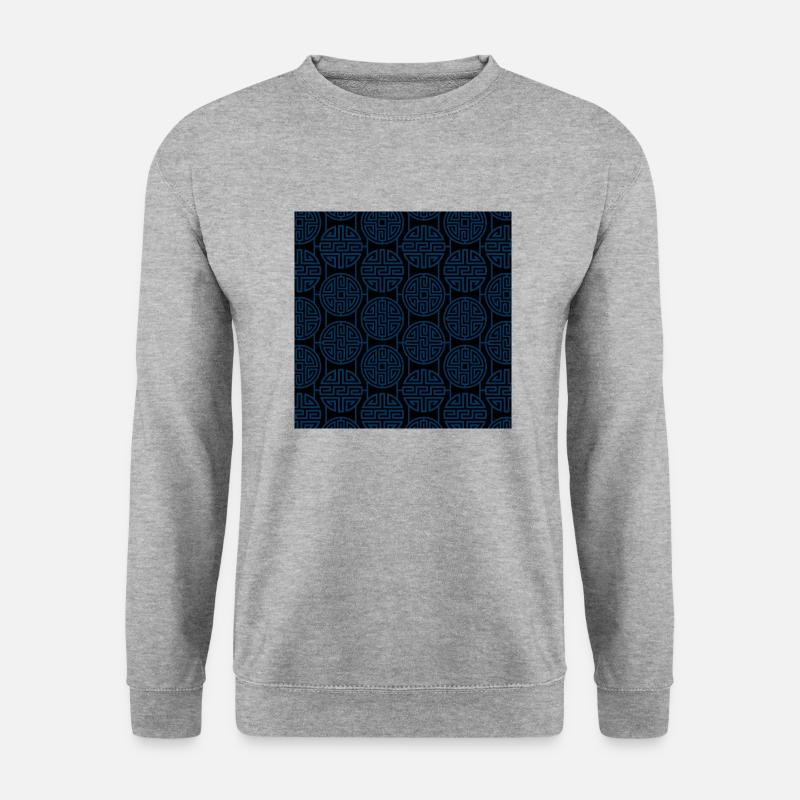 Chinesisches Muster - Unisex Pullover - Weißgrau meliert