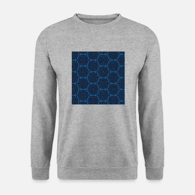 Chinesisches Muster - Unisex Pullover - Weißgrau meliert