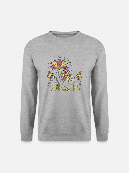 Blumen - Unisex Pullover - Weißgrau meliert