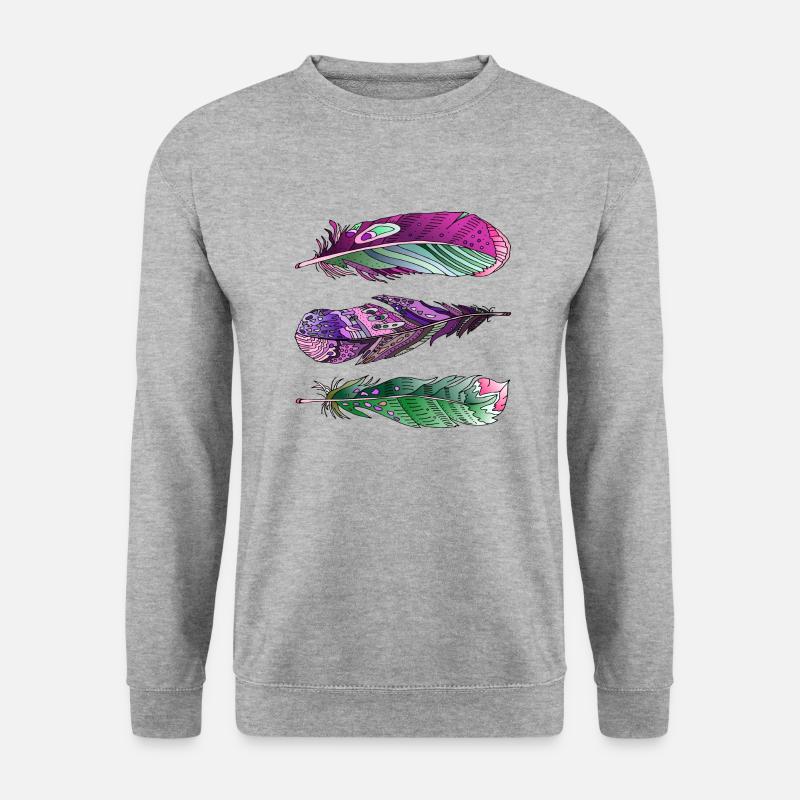 Feder - Unisex Pullover - Weißgrau meliert